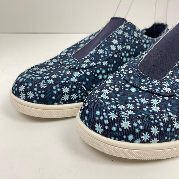 Spenco | 7.5 Wide Santa Maria Floral Navy Canvas Slip On Comfort Shoes - Picture 6 of 9